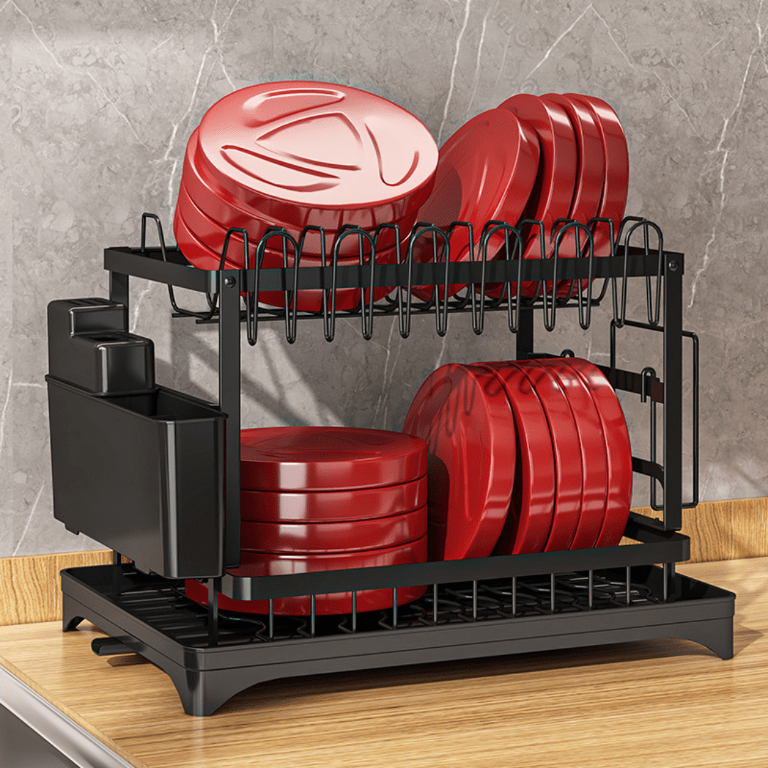 All In One 2 Tier Dish Drain Rack