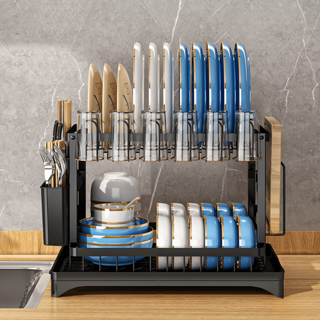 All In One 2 Tier Dish Drain Rack