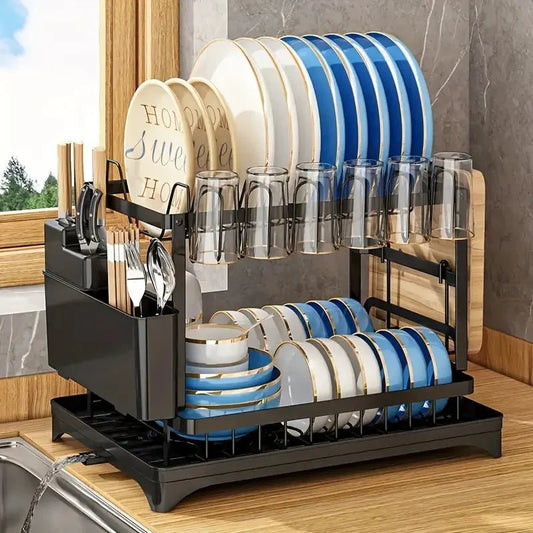 All In One 2 Tier Dish Drain Rack