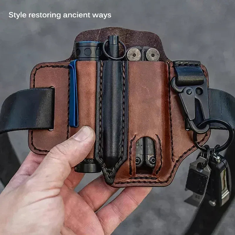 Cowhide Leather Owl Buckle Tactical Multifunctional Belt Cover