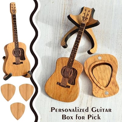 LAST DAY 49% OFFMini Cute Edition Wooden Guitar Plectrum Case