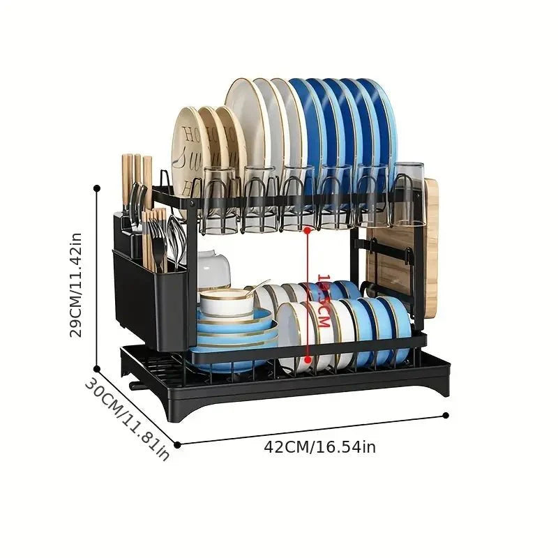 All In One 2 Tier Dish Drain Rack